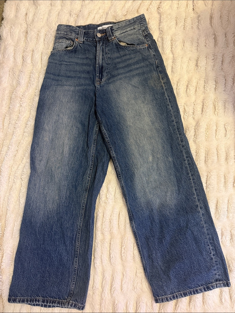Bershka Straight-Leg Mid Blue Women’s Jeans